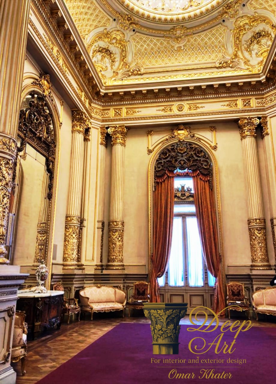 team of interior designers working in a modern office with arabic design elements